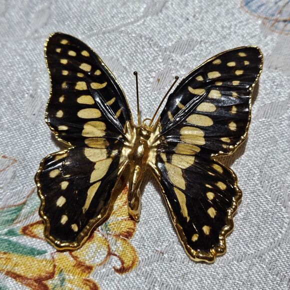 Source Unknown Jewelry - vintage whimsigoth real gold dipped butterfly brooch